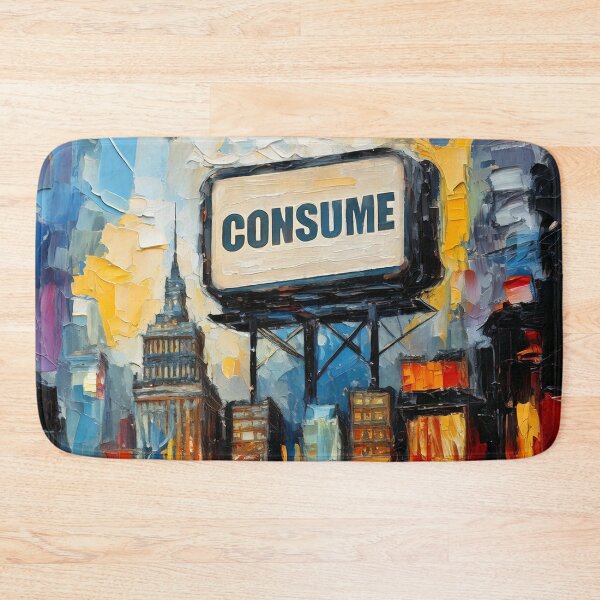 Item preview, Consume Billboard over an Abstract City designed and sold by ArtFactoryAI.
