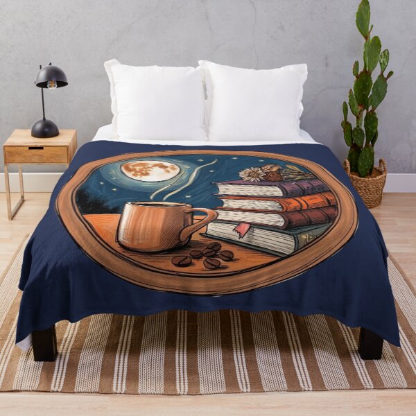 Item preview, Flowers, books and coffee under the light of full moon designed and sold by AlinaSCorner.
