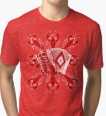 Camiseta de tejido mixto Música cajún y cangrejos
