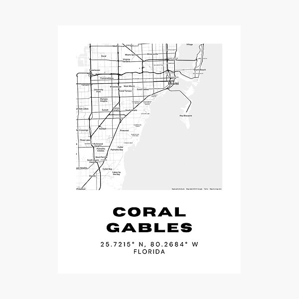 Item preview, Minimalist Coral Gables Map Art - Florida City Coordinates Design designed and sold by RM-Journey.