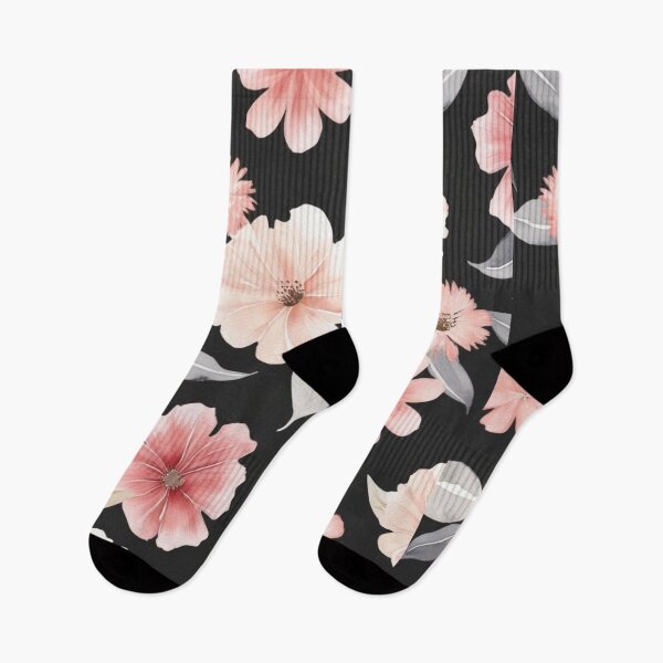 Item preview, Blossoming Elegance: Pink Floral Delight on Black designed and sold by Shabby Script Archive | Digital Designer .