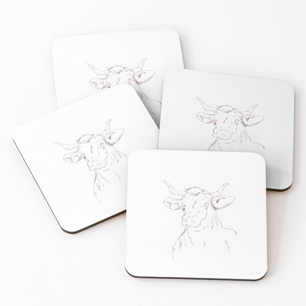 Item preview, Rustic Red Cow Portrait – Line Art Illustration designed and sold by WildlineArt.