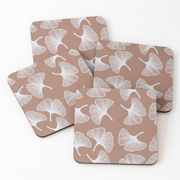 Item preview, White Gingko Leaves on Mocha Mousse Brown designed and sold by Ninaeva.