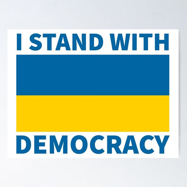 Item preview, I stand with democracy. Ukrainian flag design.  designed and sold by Rachel the Artist .