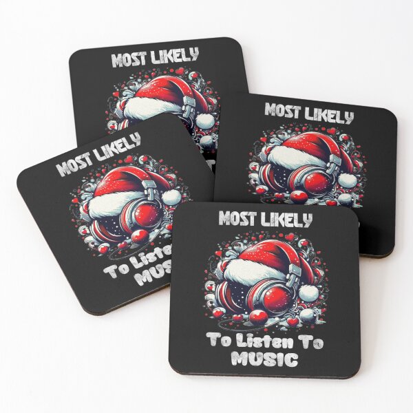 Item preview, Most Likely To Listen To Music Christmas Matching Family Funny Santa's Hat Headphones designed and sold by Creat-Des.