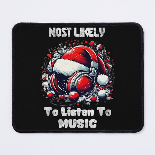 Item preview, Most Likely To Listen To Music Christmas Matching Family Funny Santa's Hat Headphones designed and sold by Creat-Des.
