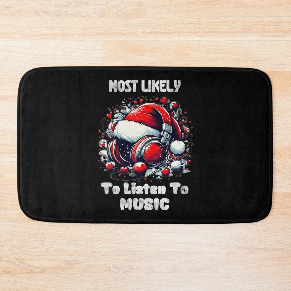 Item preview, Most Likely To Listen To Music Christmas Matching Family Funny Santa's Hat Headphones designed and sold by Creat-Des.
