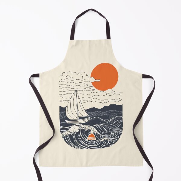 Artikelvorschau, Segelboot Ozean Horizont Orange Beige Blau | Outdoor Adventure Serie entworfen und verkauft von WanderUpNorth.