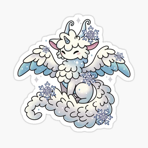 Fluffy Winter Snow Dragon Sticker