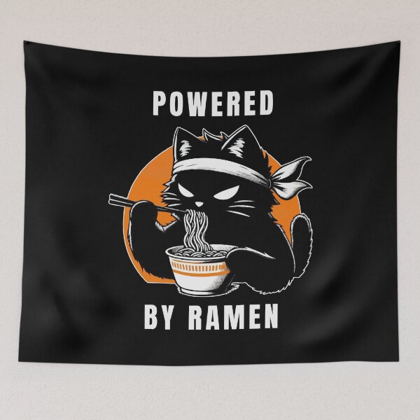 Item preview, Powered by Ramen Black Cat Japanese designed and sold by TomFrontierArt.