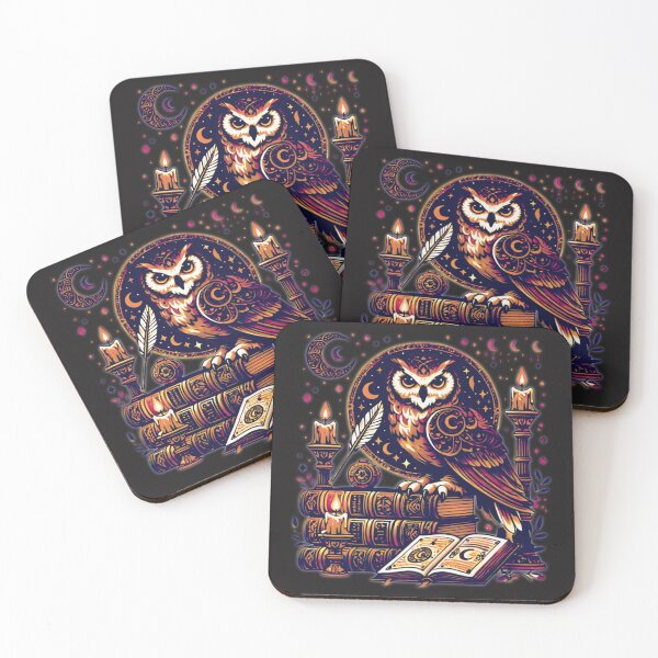 Item preview, Celestial Owl of Wisdom – Mystical Moonlit Library Design designed and sold by CritterManiaUK.