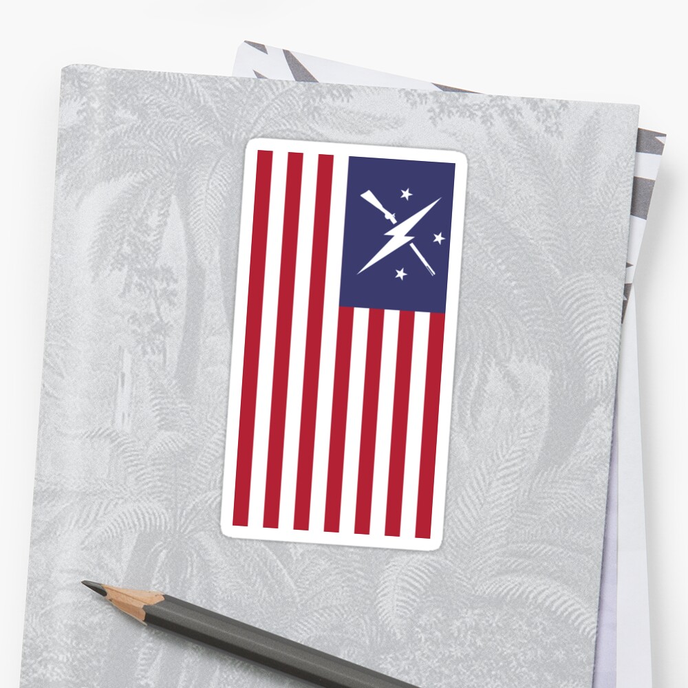 Minutemen USA Flag Sticker By Acka01 Redbubble   Stf,small,600x600 C,0,0,1000,1000.u7 