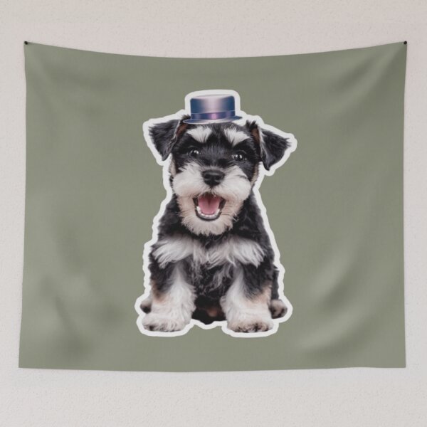 Item preview, Miniature Schnauzer wearing a tiny hat designed and sold by StickersRyous.