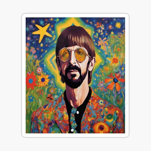 Artikel-Vorschau von „Harmonische Fusion: Ringo Starr in einem verträumten psychedelischen Setting“, designt und verkauft von Artisticanvas.