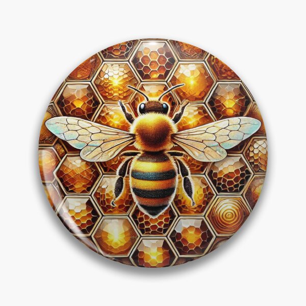 Item preview, Bee on Honeycomb Pattern – Golden Amber & Honey Hexagonal Design designed and sold by Porosenok.