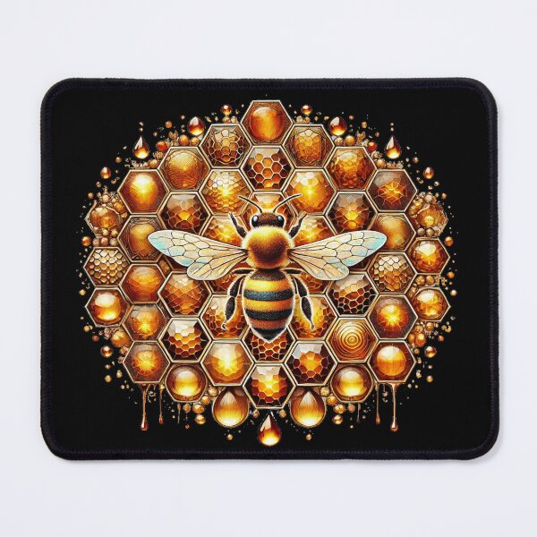 Item preview, Bee on Honeycomb Pattern – Golden Amber & Honey Hexagonal Design designed and sold by Porosenok.