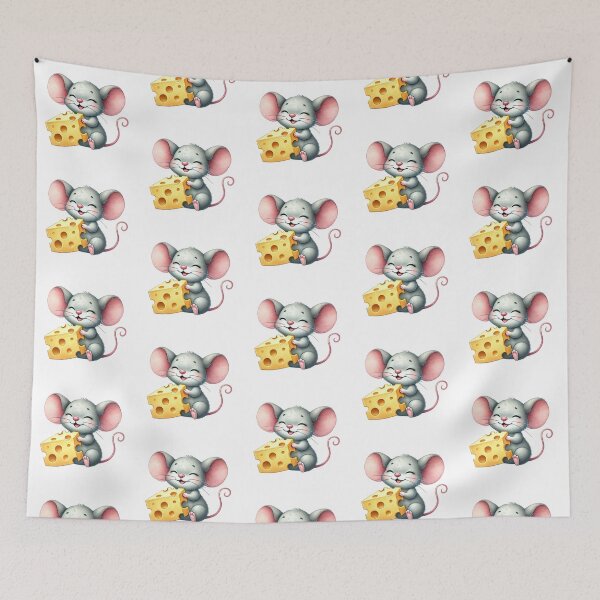 Item preview, Cute Mouse with Cheese Illustration designed and sold by Little Care Studio.