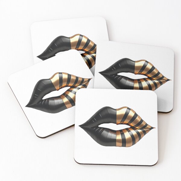 Item preview, Black And Gold Lips With Stripes designed and sold by Khephra.