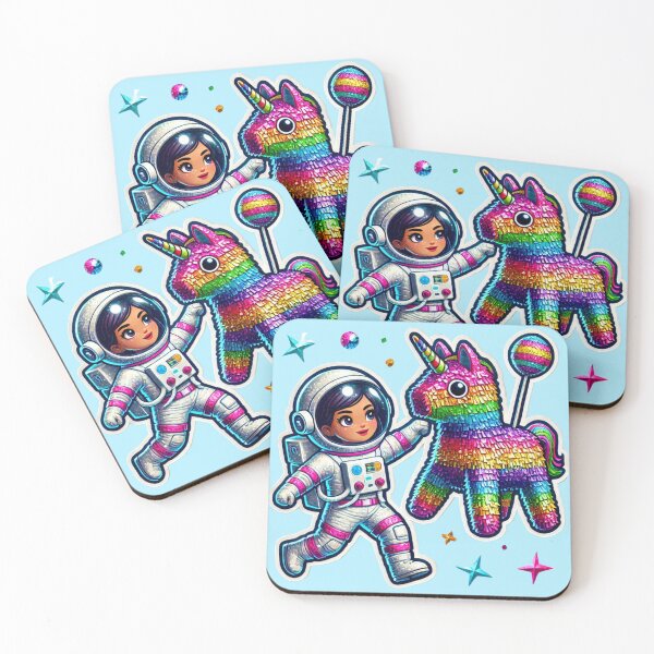 Item preview, ✨ Kid Astronaut & Flying Unicorn Piñata Holographic Sparkle Art ✨ designed and sold by Jhoane.