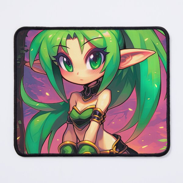 Item preview, Barefoot Green Forest Fairy Anime Girl designed and sold by bubblegoth.