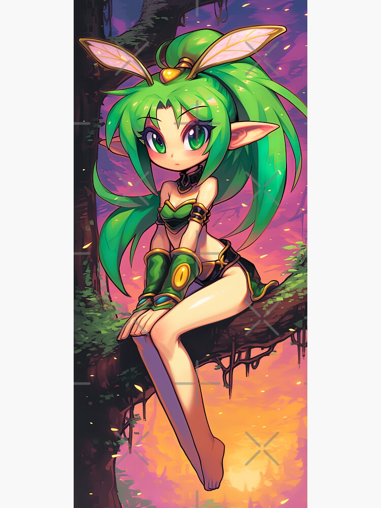 Barefoot Green Forest Fairy Anime Girl