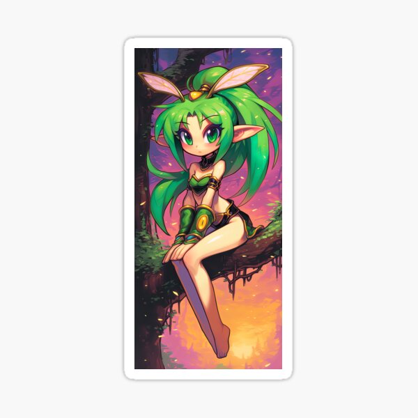 Item preview, Barefoot Green Forest Fairy Anime Girl designed and sold by bubblegoth.