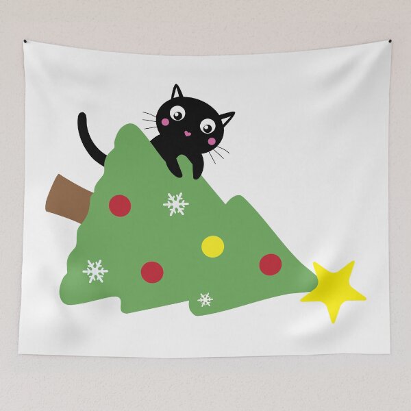 Item preview, Cat and Christmas Tree down designed and sold by MagnoliaLake.