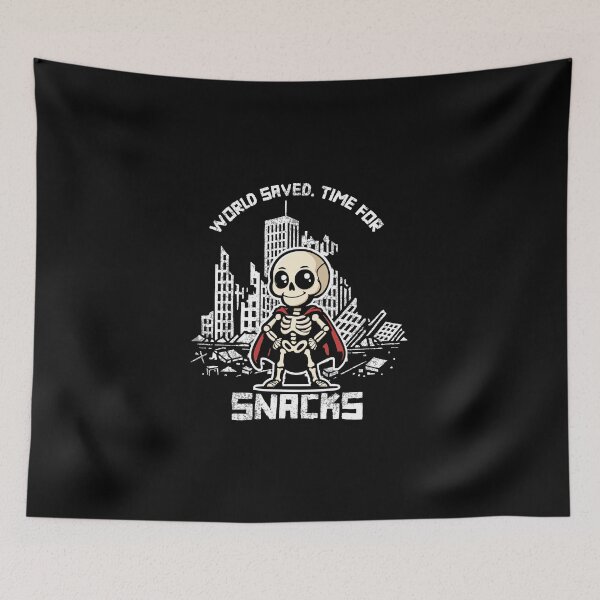 Item preview, Funny Skeleton Hero: World Saved, Time for Snacks designed and sold by GameLoreGifts.