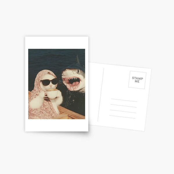 Item preview, Demure cat with glasses and sharkie / Everything is on fire designed and sold by FigmaCreations.