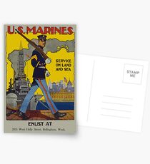 Vintage US Marines, Service on Land and Sea Postcards