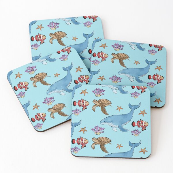 Item preview, Cute cartoon sea animals swimming underwater designed and sold by Ammi77.