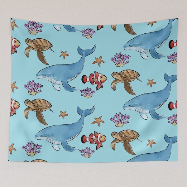 Item preview, Cute cartoon sea animals swimming underwater designed and sold by Ammi77.