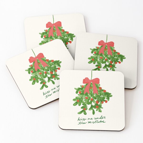 Item preview, Christmas Kiss Me Under The Mistletoe Christmas Quote with Red Bow designed and sold by TheLoveShop.