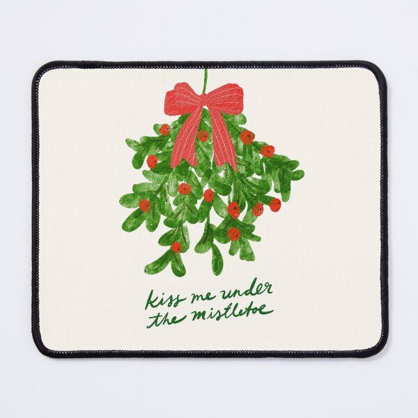 Item preview, Christmas Kiss Me Under The Mistletoe Christmas Quote with Red Bow designed and sold by TheLoveShop.
