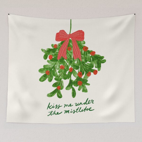 Item preview, Christmas Kiss Me Under The Mistletoe Christmas Quote with Red Bow designed and sold by TheLoveShop.