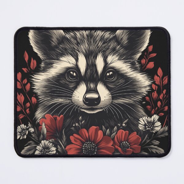 Item preview, Adorable Raccoon with Floral Accents - Nature-Inspired Animal Art designed and sold by wahyuart21.
