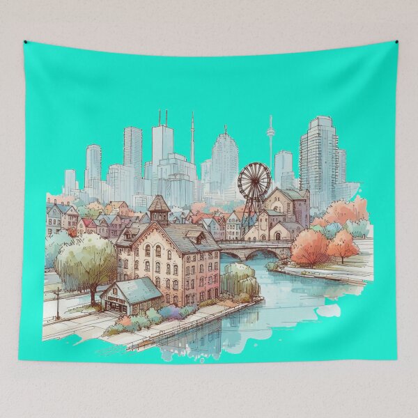 Item preview, Scenic View of Bloor Street and Old Mill in Toronto - A 3D Perspective,   designed and sold by PaintMeWorld.