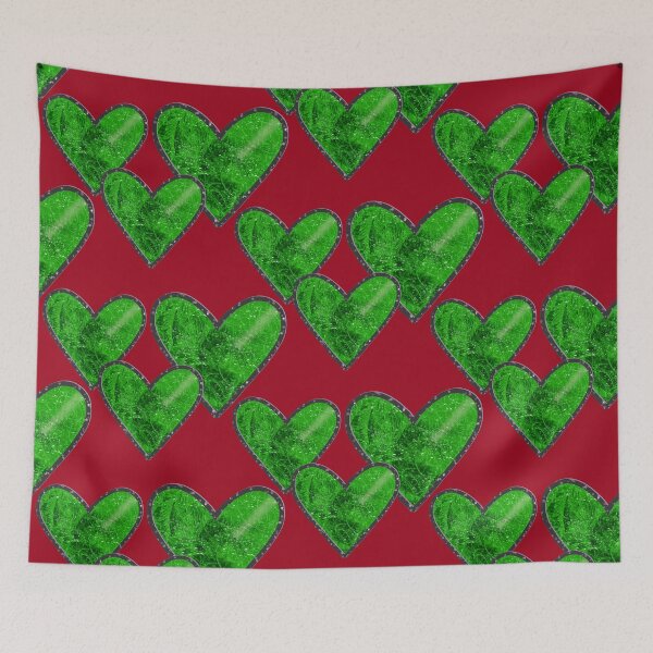 Item preview, Stained Glass Red Green Hearts Hand Drawn  designed and sold by Victoria Rose.
