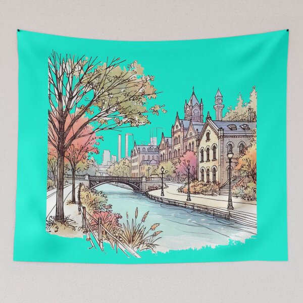 Item preview, Scenic View of Bloor Street and Old Mill in Toronto - A 3D Perspective,   designed and sold by PaintMeWorld.