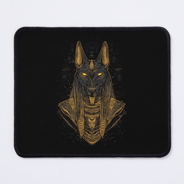 Item preview, Highly detailed Egyptian Anubis Line Art Design with gold and dark colors contrast designed and sold by HEMRO.