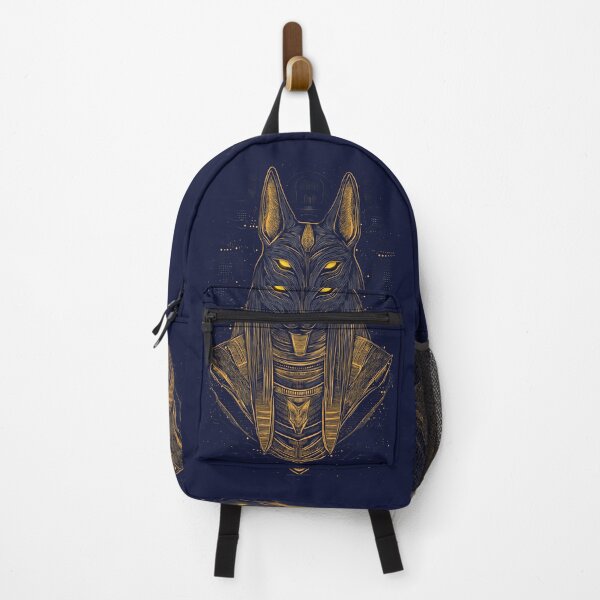 Item preview, Highly detailed Egyptian Anubis Line Art Design with gold and dark colors contrast designed and sold by HEMRO.