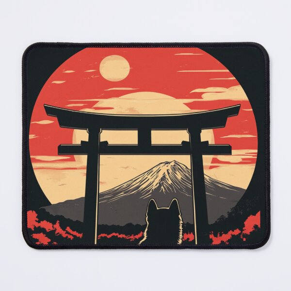 Item preview, Loyal Dog Sitting Under a Torii Gate at Sunset 犬 designed and sold by PrintsByFrank.