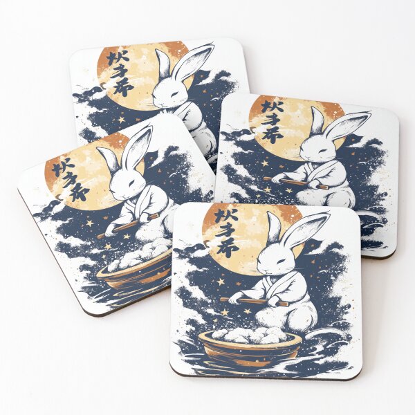 Item preview, White Rabbit Pounding Mochi 兎 designed and sold by PrintsByFrank.