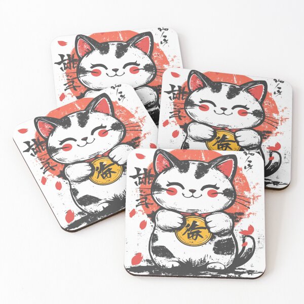Item preview, Maneki-Neko cat Holding a Golden Coin 猫 designed and sold by PrintsByFrank.