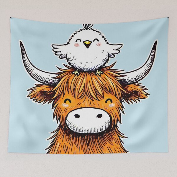 Item preview, Highland Cow and Silkie Chicken Farmyard Friendship Decal designed and sold by ChrisButler.