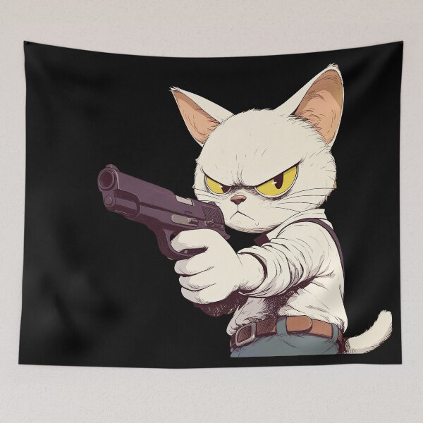 Item preview, Cat with gun designed and sold by obstinator.