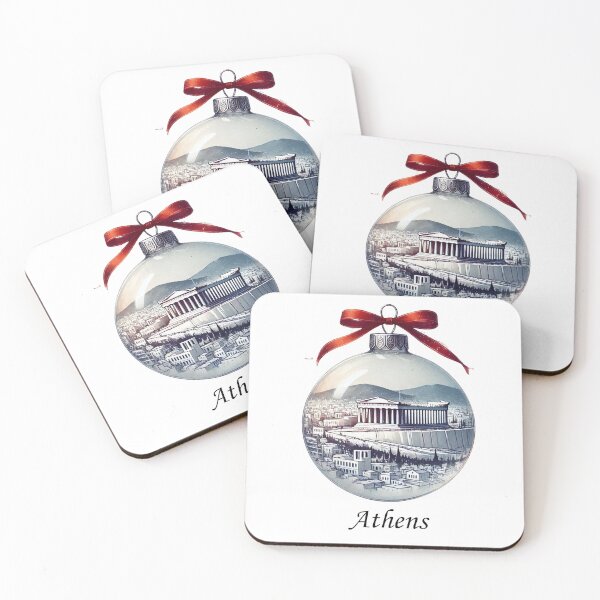 Item preview, Transparent Christmas Crystal Bauble with Delicate Cityscape - Athens – Soft Watercolor Style designed and sold by MiszungART.