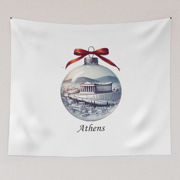 Item preview, Transparent Christmas Crystal Bauble with Delicate Cityscape - Athens – Soft Watercolor Style designed and sold by MiszungART.