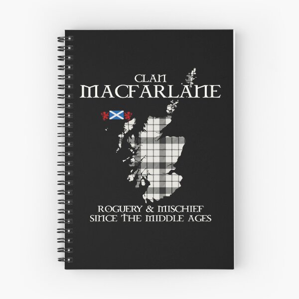 Item preview, Clan MacFarlane Black and White tartan Scotland map Saltire flag and lion rampant scottish designed and sold by Clan1093.