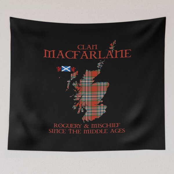 Item preview, Clan MacFarlane tartan Scotland map Saltire flag and lion rampant scottish designed and sold by Clan1093.